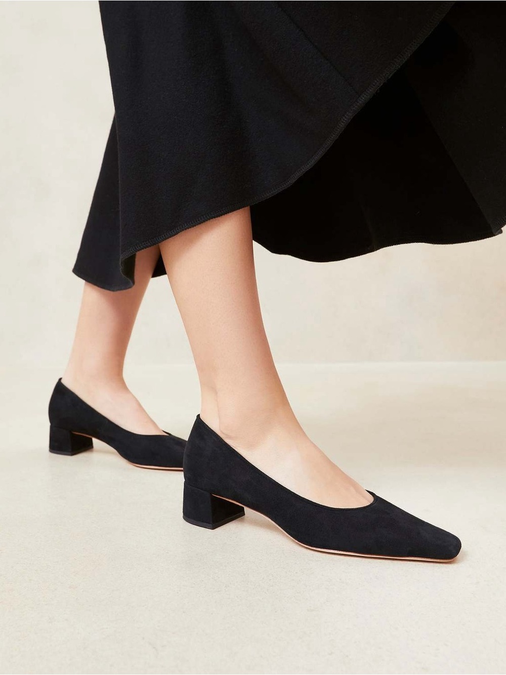 Loeffler Randal Nerine Mid Heel Pump in Black Suede Size 8